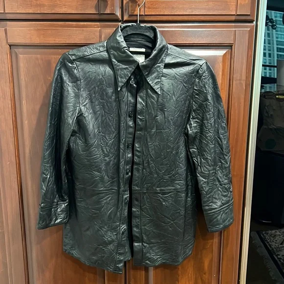 Zadig & Voltaire Leather Crinkled Shirt - Picture 3 of 8